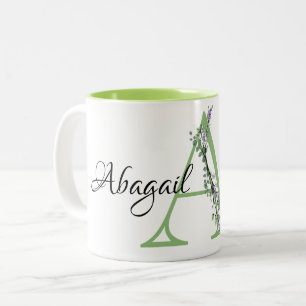 Brev A, vattenfärgen Lavendermonogram Två-Tonad Mugg