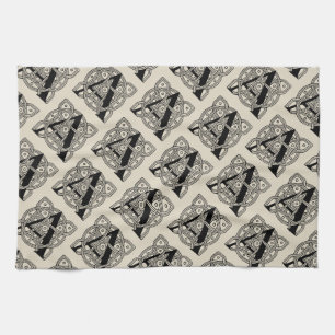 Brev A Vintage Celtic Knot Monogram Kökshandduk
