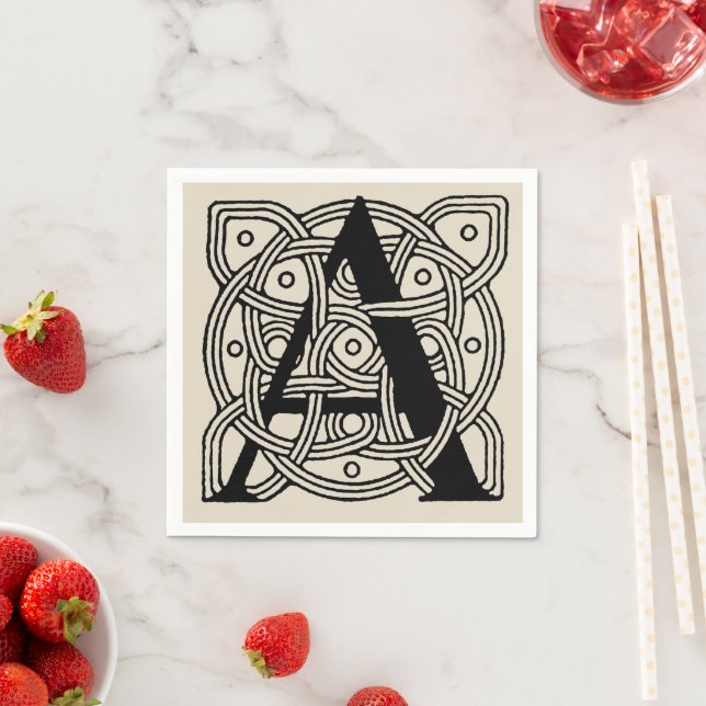 Brev A Vintage Celtic Knot Monogram Pappersservett (Insitu)
