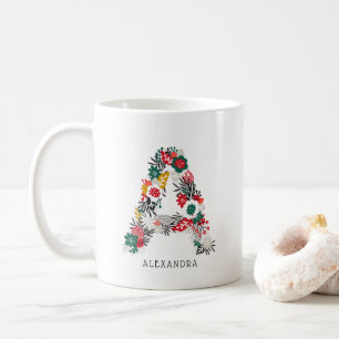 BREV A Whimsique Blommigt Brev Monogram I Mugg