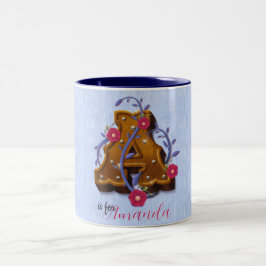 Brev A Wooden Alphabet - Blommigt 3D Inledande Två-Tonad Mugg