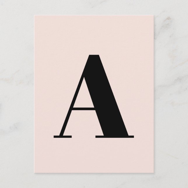 Brev Anpassad Alfabet | Modern Minimalistisk Rosa Vykort (Framsida)