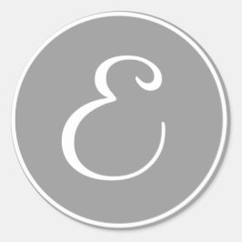 Brev, Anpassningsbar Monogram E Grått Runt Klistermärke