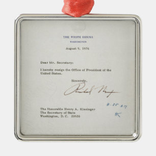 Brev av avsägelsen av Richard M. Nixon 1974 Julgransprydnad Metall