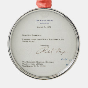 Brev av avsägelsen av Richard M. Nixon 1974 Julgransprydnad Metall