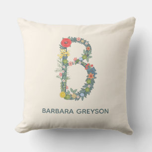 Brev B Blommigt Garden Monogram personalize Kudde
