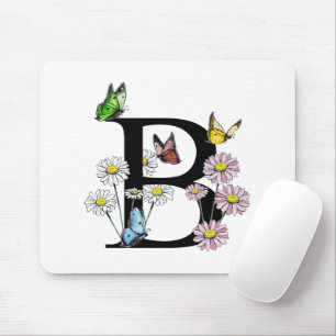 Brev B Blommigt Watercolor Butterfly Monogram Musmatta