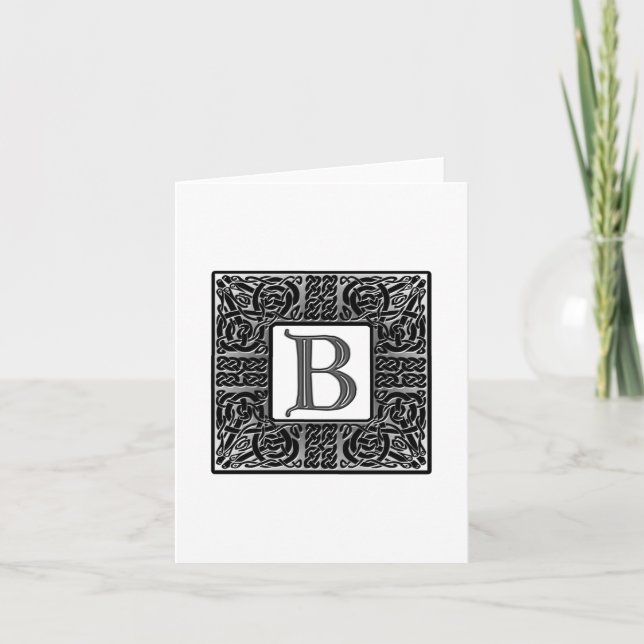 Brev B Celtic Monogram Note Card Anteckningskort (Framsida)