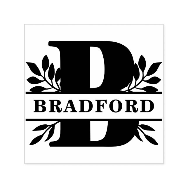 Brev B Classic Foliage Family Namn Monogram Självfärgande Stämpel (Design)