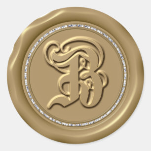*~* Brev B Diamond Circle GULD Vax sälschetter Runt Klistermärke