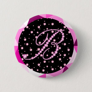 Brev B Diamonds Monogram Rosa Diamond Mönster Knapp