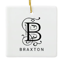 Brev B Elegant Monogram jul Ornament