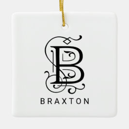 Brev B Elegant Monogram jul Ornament