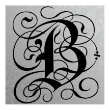 Brev B, Gothic Monogram Black