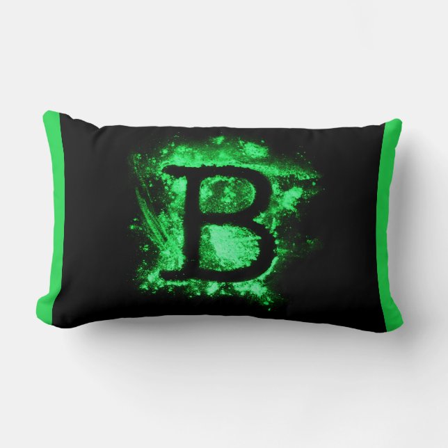 Brev B Grönt Capital Alphabet Lumbarkudde (Framsida)