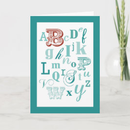 Brev B Inledande Namn Alphabet Birthday Teal & Red Kort