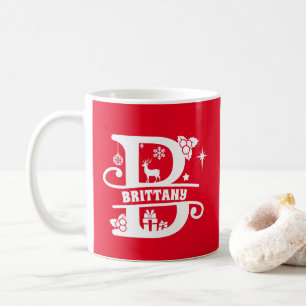 Brev B jul Monogram Initial Namn Red Kaffemugg