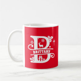 Brev B jul Monogram Initial Namn Red Kaffemugg