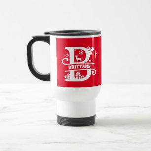 Brev B jul Monogram Initial Namn Red Resemugg