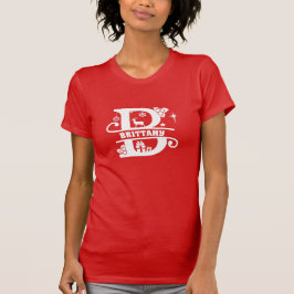 Brev B jul Monogram Initial Namn Red T Shirt