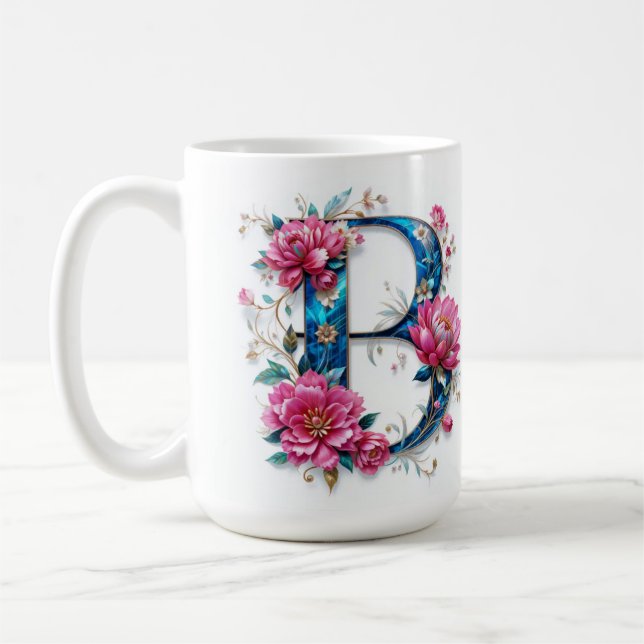 Brev B Kaffe Mugg - Blommigt för utlämnande (Vänster)