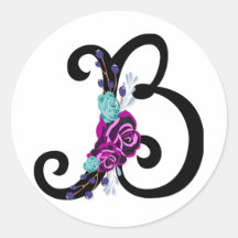 Brev B med vintagens blommigt och attraktiv