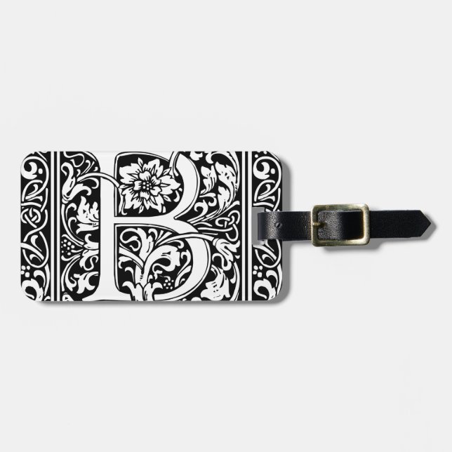 Brev B Medieval Monogram Art nouveau Bagagebricka (Horisontell Framsida)