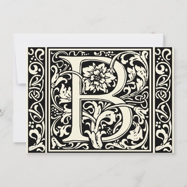 Brev B Medieval Monogram Art nouveau Inbjudningar (Framsida)