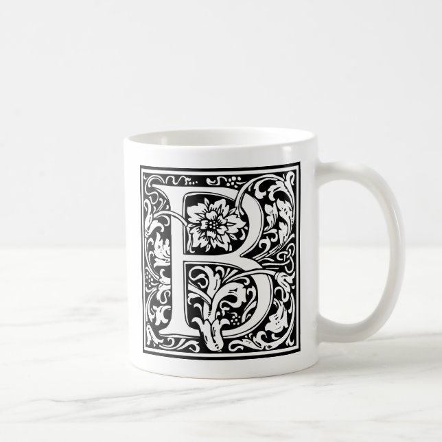 Brev B Medieval Monogram Art nouveau Kaffemugg (Höger)