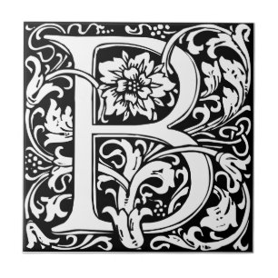 Brev B Medieval Monogram Art nouveau Kakelplatta