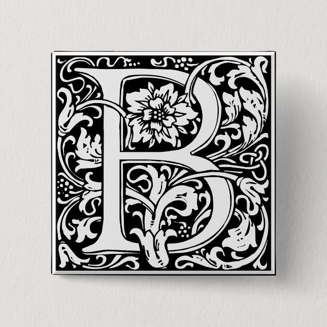Brev B Medieval Monogram Art nouveau Knapp (Framsida)