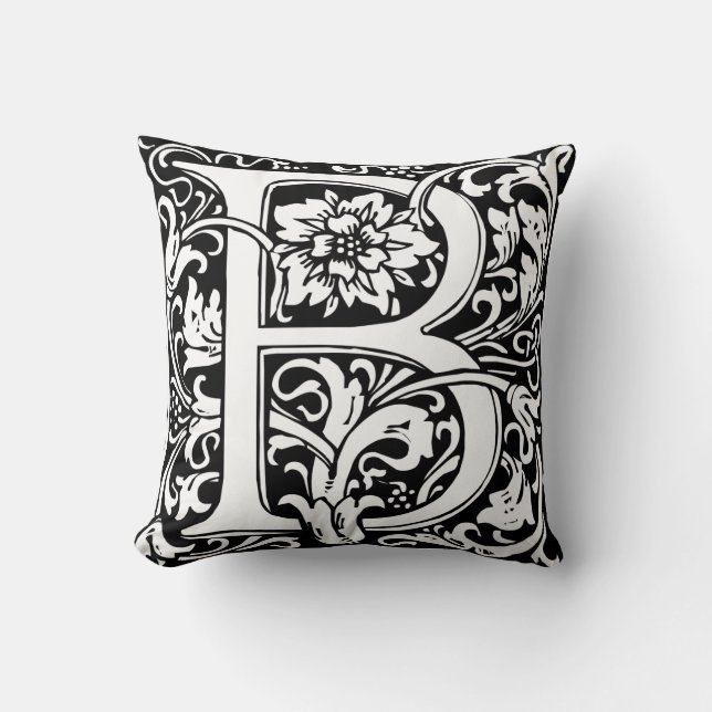 Brev B Medieval Monogram Art nouveau Kudde (Framsida)
