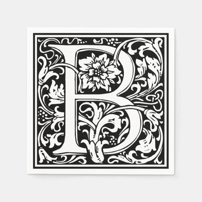 Brev B Medieval Monogram Art nouveau Pappersservett (Framsidan)