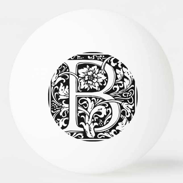 Brev B Medieval Monogram Art nouveau Pingisboll (Framsidan)