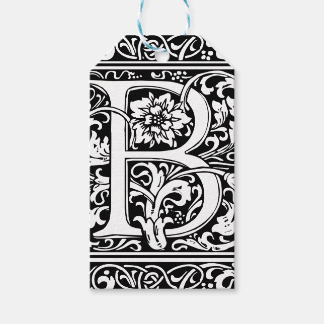 Brev B Medieval Monogram Art nouveau Presentetikett (Framsidan)