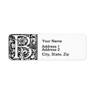 Brev B Medieval Monogram Art nouveau Returadress Etikett