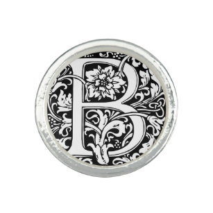 Brev B Medieval Monogram Art nouveau Ring