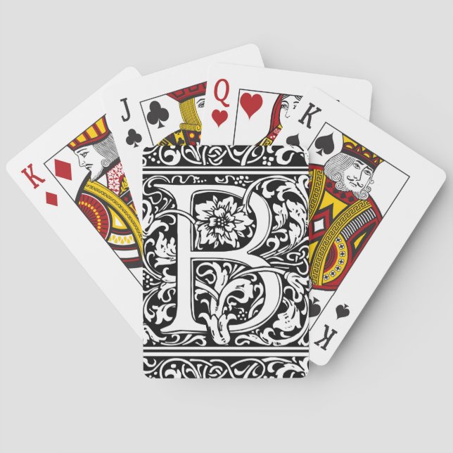 Brev B Medieval Monogram Art nouveau Spelkort (Baksidan)