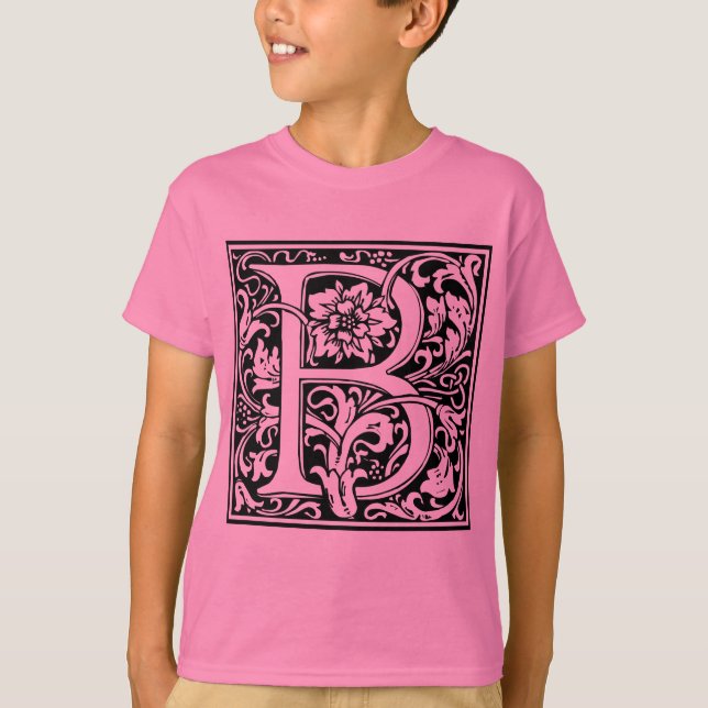 Brev B Medieval Monogram Art nouveau Tee (Framsida)