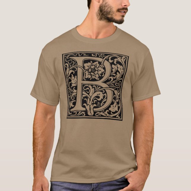 Brev B Medieval Monogram Art nouveau Tee (Framsida)