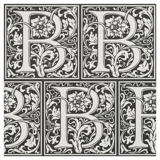 Brev B Medieval Monogram Art nouveau Tyg (Provkarta)