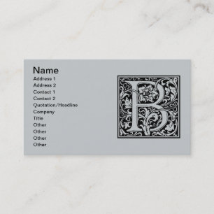 Brev B Medieval Monogram Art nouveau Visitkort