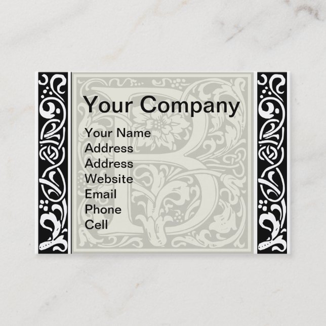 Brev B Medieval Monogram Art nouveau Visitkort (Framsida)