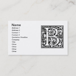 Brev B Medieval Monogram Art nouveau Visitkort