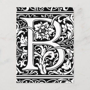 Brev B Medieval Monogram Art nouveau Vykort