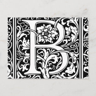 Brev B Medieval Monogram Art nouveau Vykort