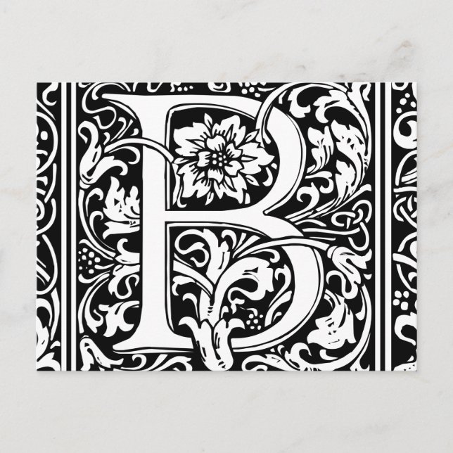 Brev B Medieval Monogram Art nouveau Vykort (Framsida)