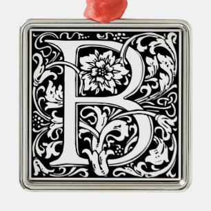 Brev B Medieval Monogram Vintage Inledande Julgransprydnad Metall