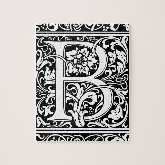 Brev B Medieval Monogram Vintage Inledande Pussel (Vertikal)