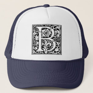 Brev B Medieval Monogram Vintage Inledande Truckerkeps